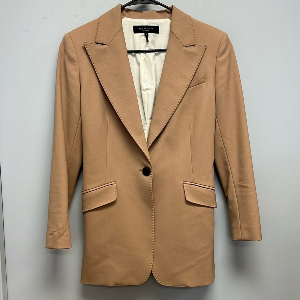 rag & bone New York Camel Wool Blend Tailored Blazer Jacket Size 00